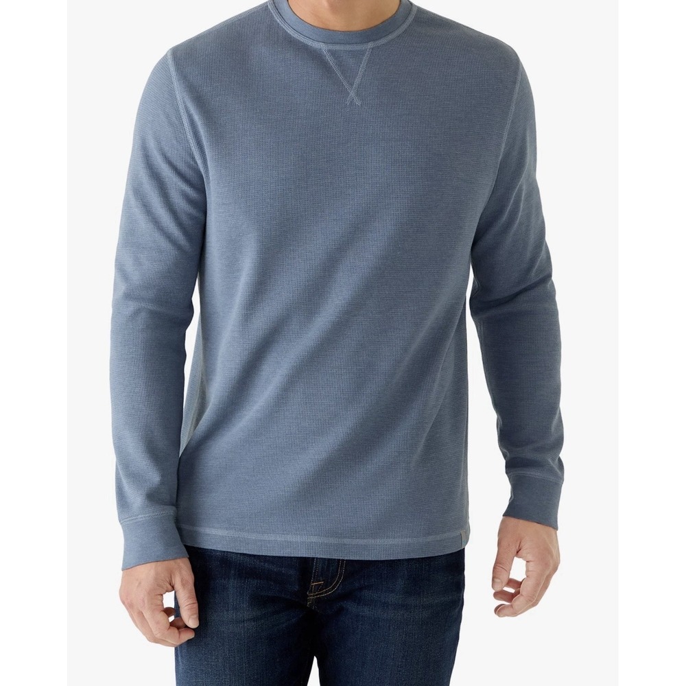 Sonoma Goods For Life Men's Blue Waffle-Knit Crew Neck Pullover Sweater L